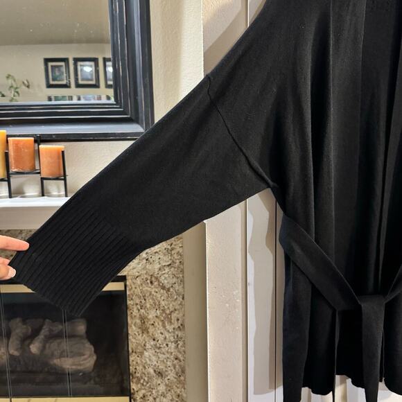 NILI LOTAN $795 Cashmere MACKENZIE KIMONO Black CARDIGAN Belted One Size - Picture 10 of 13